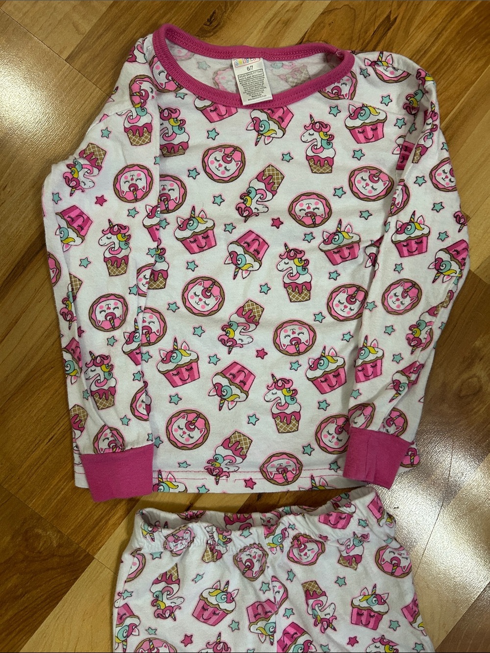 Swiggles 6-7 Girls' Unicorn Cupcake Pink Pajama Set